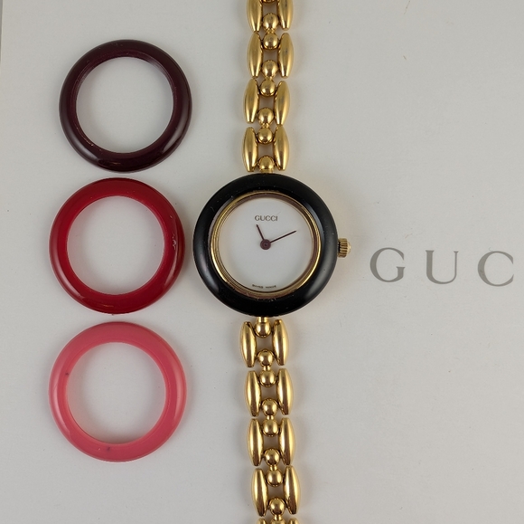 AUTHENTIC GUCCI 11/12.2 BEZEL RICE LINK WATCH/EXCELLENT CONDITION - Picture 4 of 6